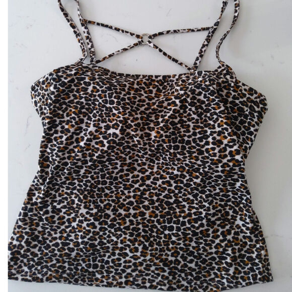 ⏳No Boundaries cheetah print Criss-Cross Cami tank padded chest Mobwife Wom XL - Picture 3 of 8